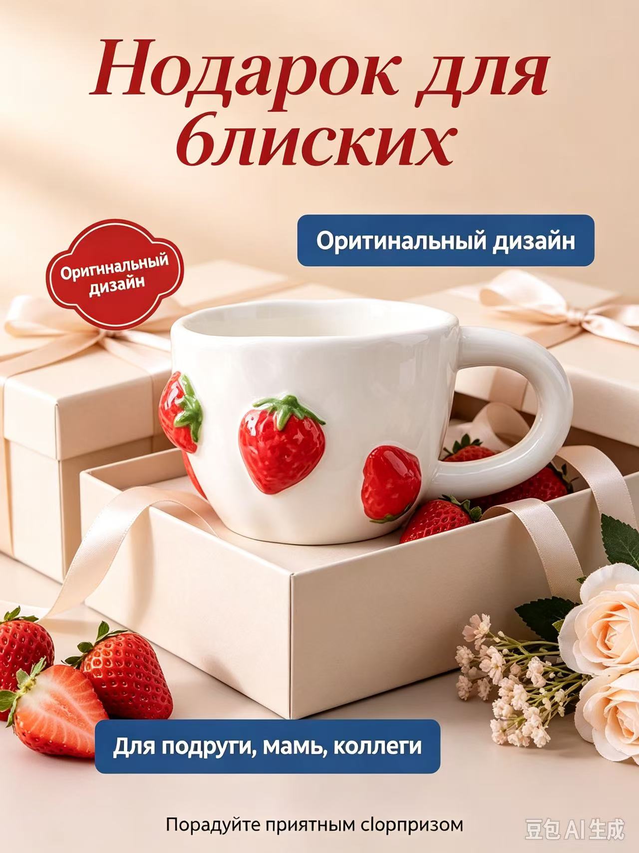 Керамическая кружка с клубникой объемом 400 мл, милая кружка для кофе и чая, подарочная кружка для дома
