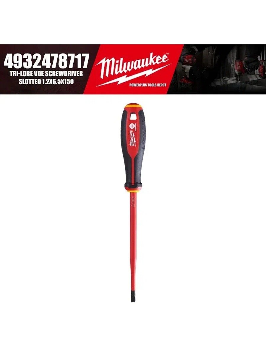 Milwaukee 4932478717 Трехлопастная отвертка VDE шлицевая 1,2x6,5x150