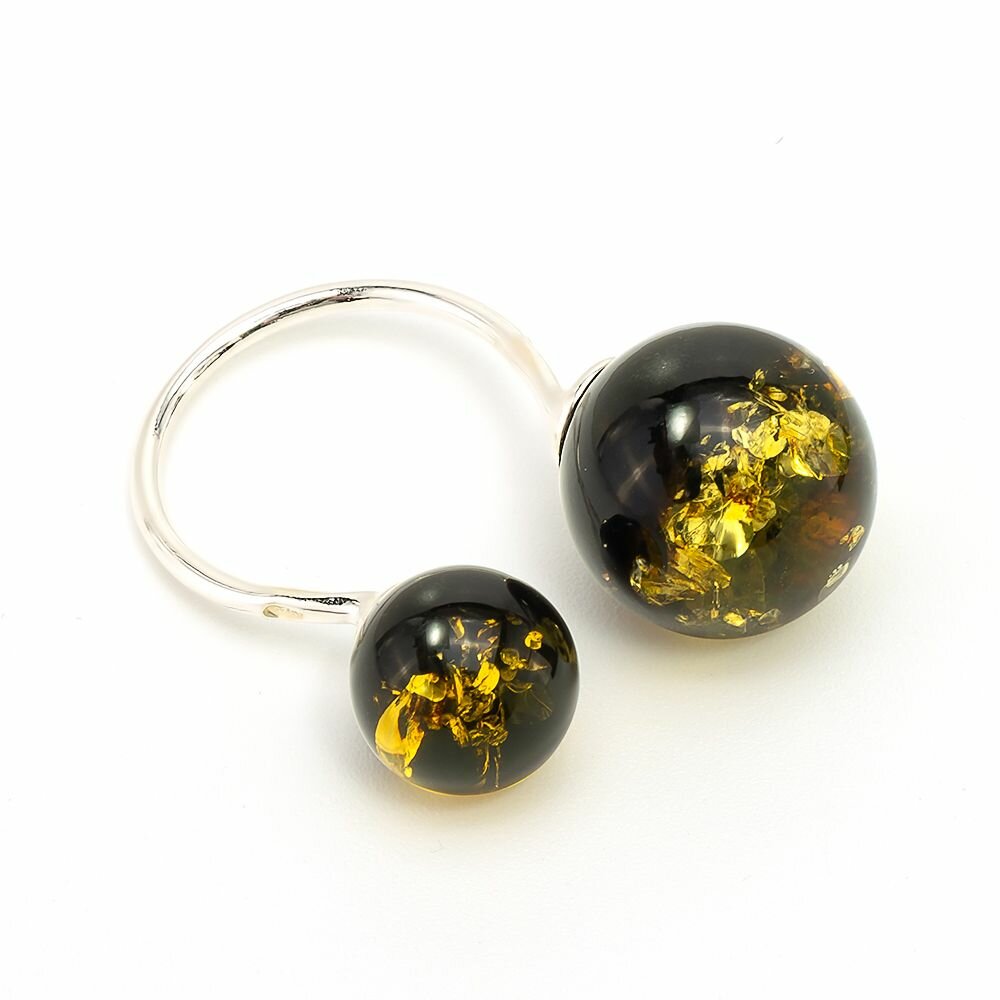 Кольцо Amberprofi, серебро, 925 проба, родирование, янтарь