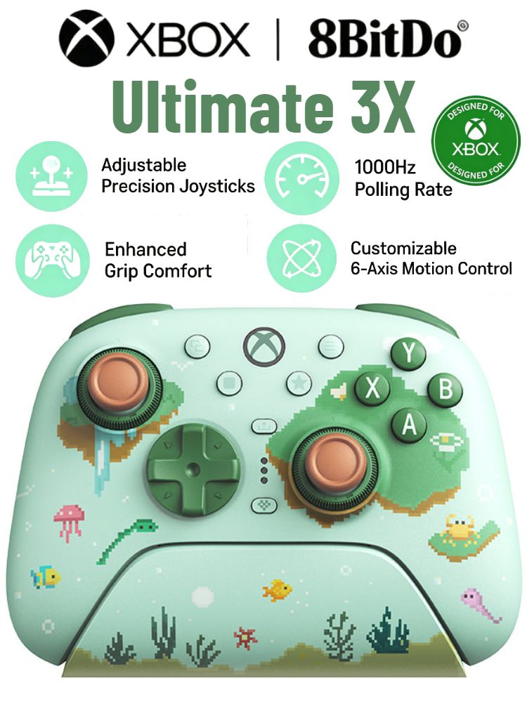 8BitDo Ultimate 3X Игровой контроллер, беспроводной контроллер Xbox, с беспроводной зарядной док-станцией