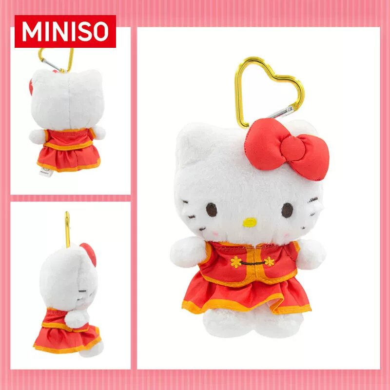 MINISO Sanrio Новый Год Костюм Плюшевая Игрушка Брелок Хелло Китти Брелок для Сумки Подвеска Подарок на День Рождения