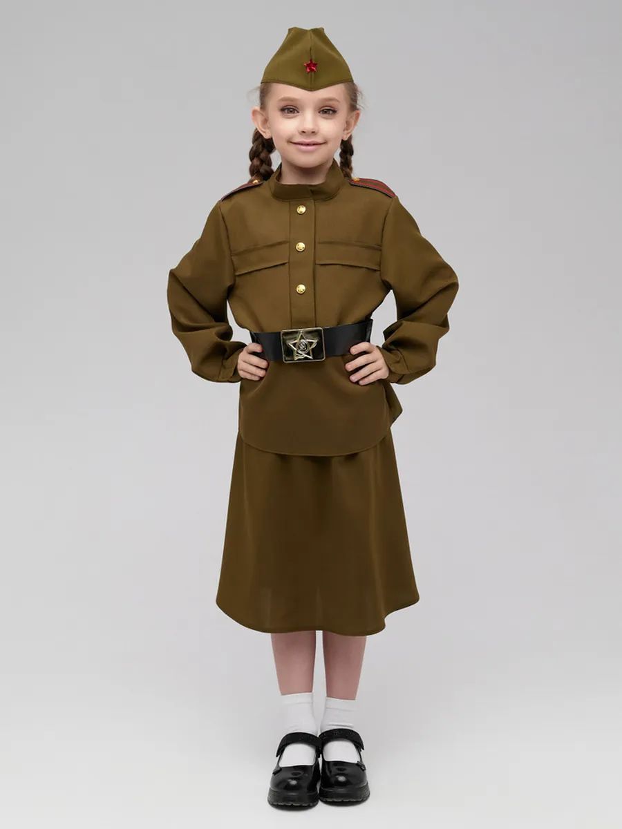 Костюм для девочки солдат ВОВ, хаки, M, m1013