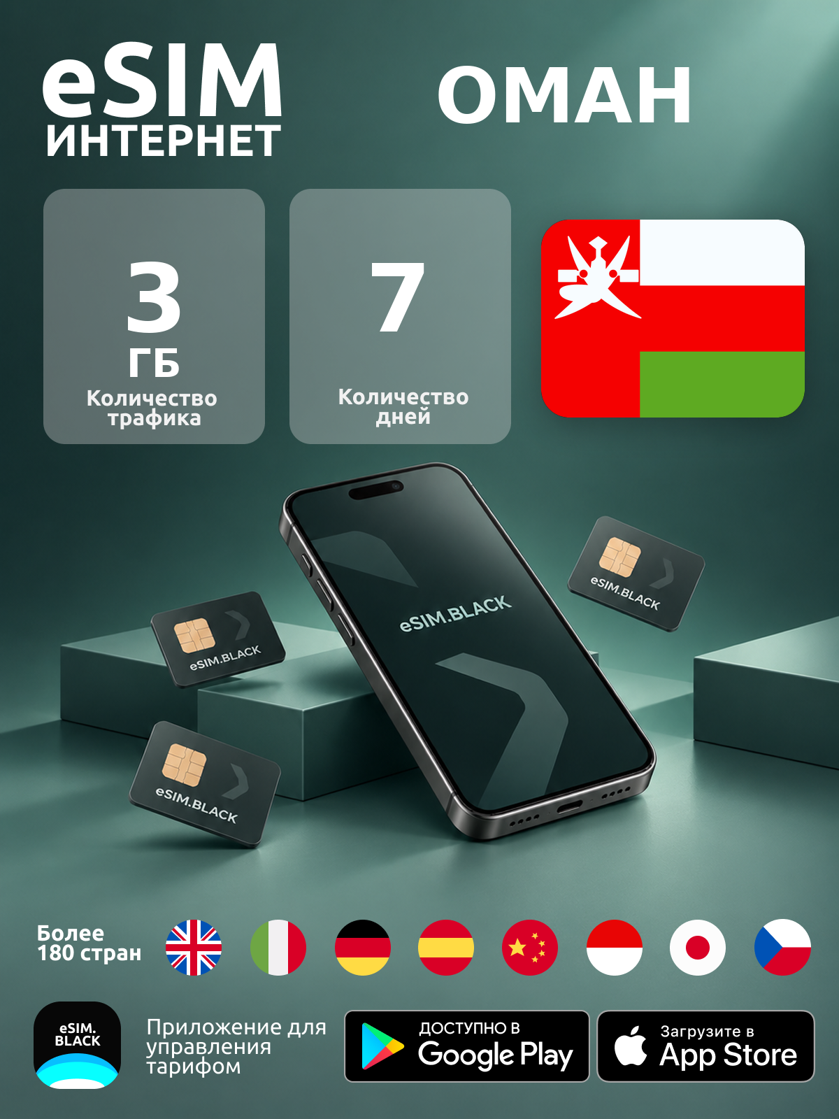 Оман/7 дней/3 ГБ - eSIM для мобильного интернета ( iPhone | Android ).