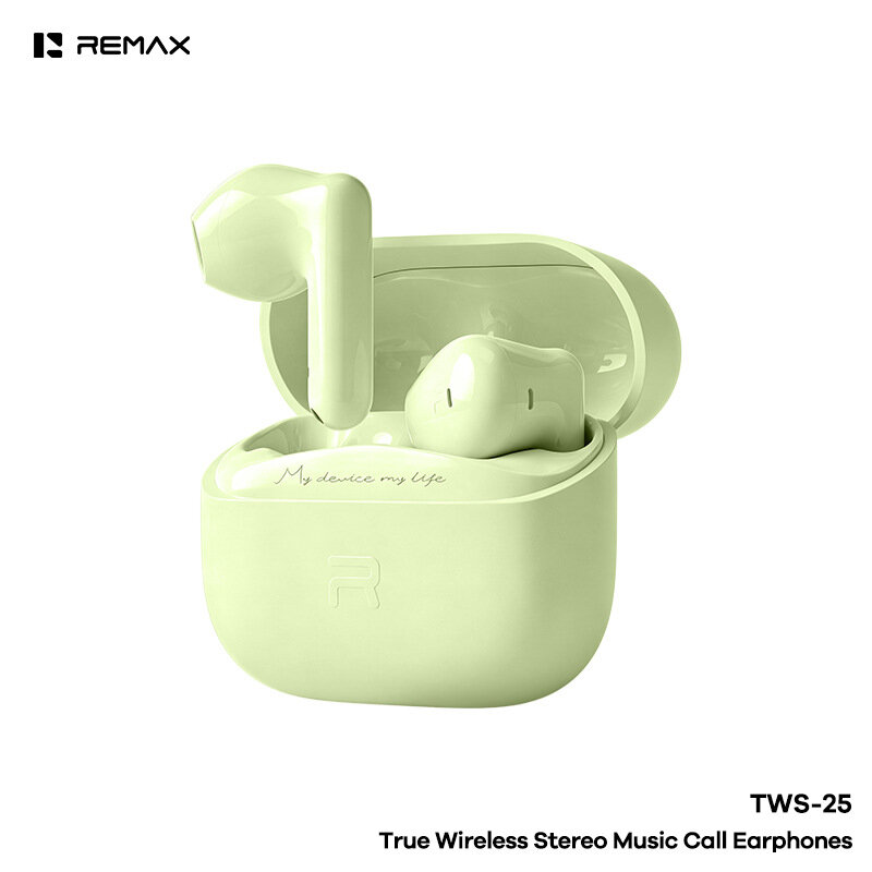 REMAX TWS-25 Беспроводные Bluetooth Наушники, Шумоподавление 4 Микрофонов, Долгое Время Работы, Стерео, Зеленый