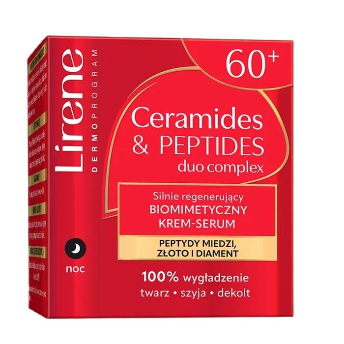 Крем для ухода за кожей Lirene Ceramides и Peptides интенсивно регенерирующая биомиметическая крем-сыворотка на ночь, 50 мл