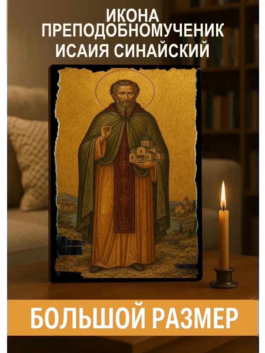 Икона Преподобномученик Исаия Синайский, на дереве, 30×40 см