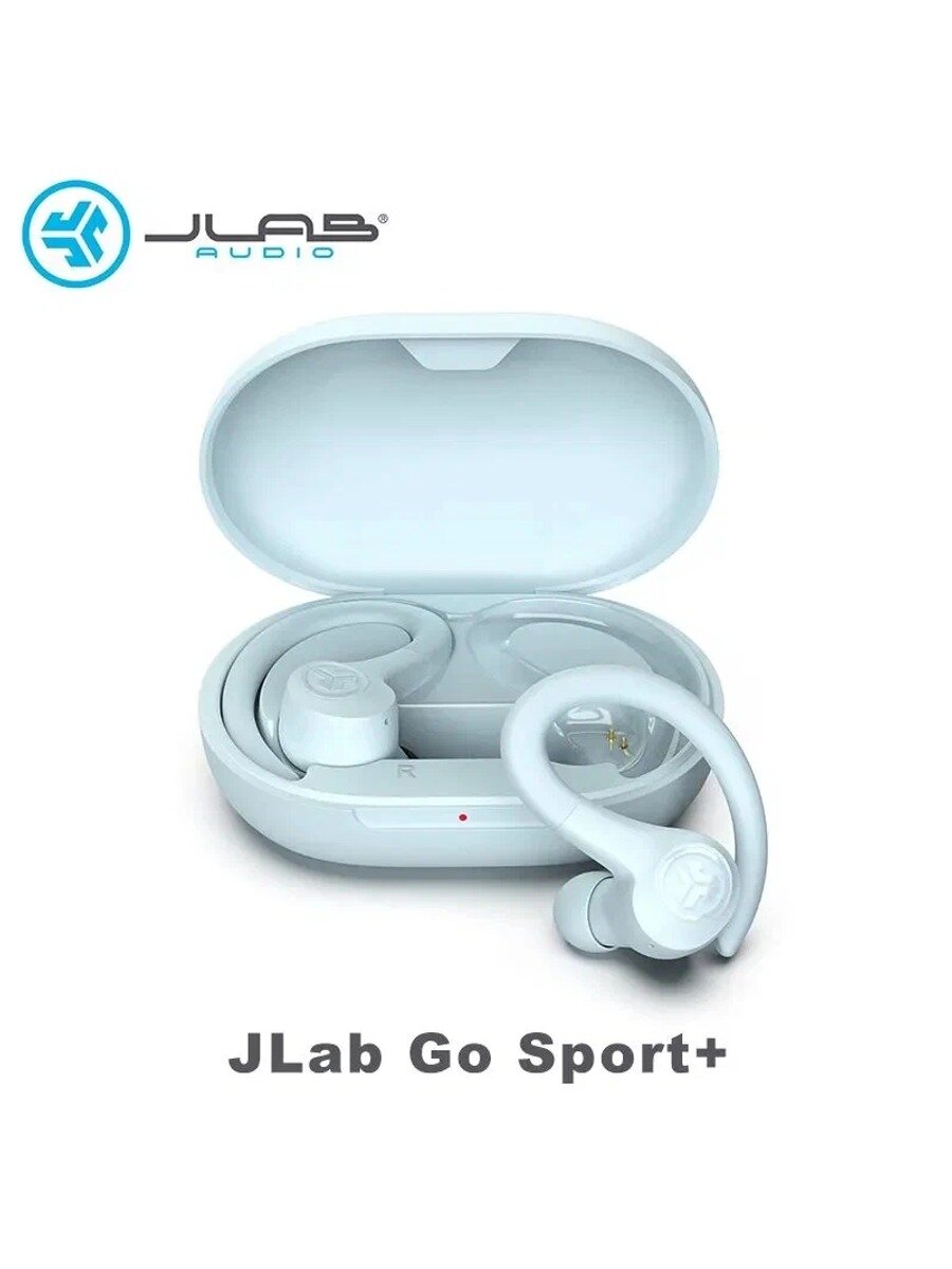 JLab Наушники беспроводные с микрофоном JLab Go Sport+, Bluetooth, USB Type-C, голубой