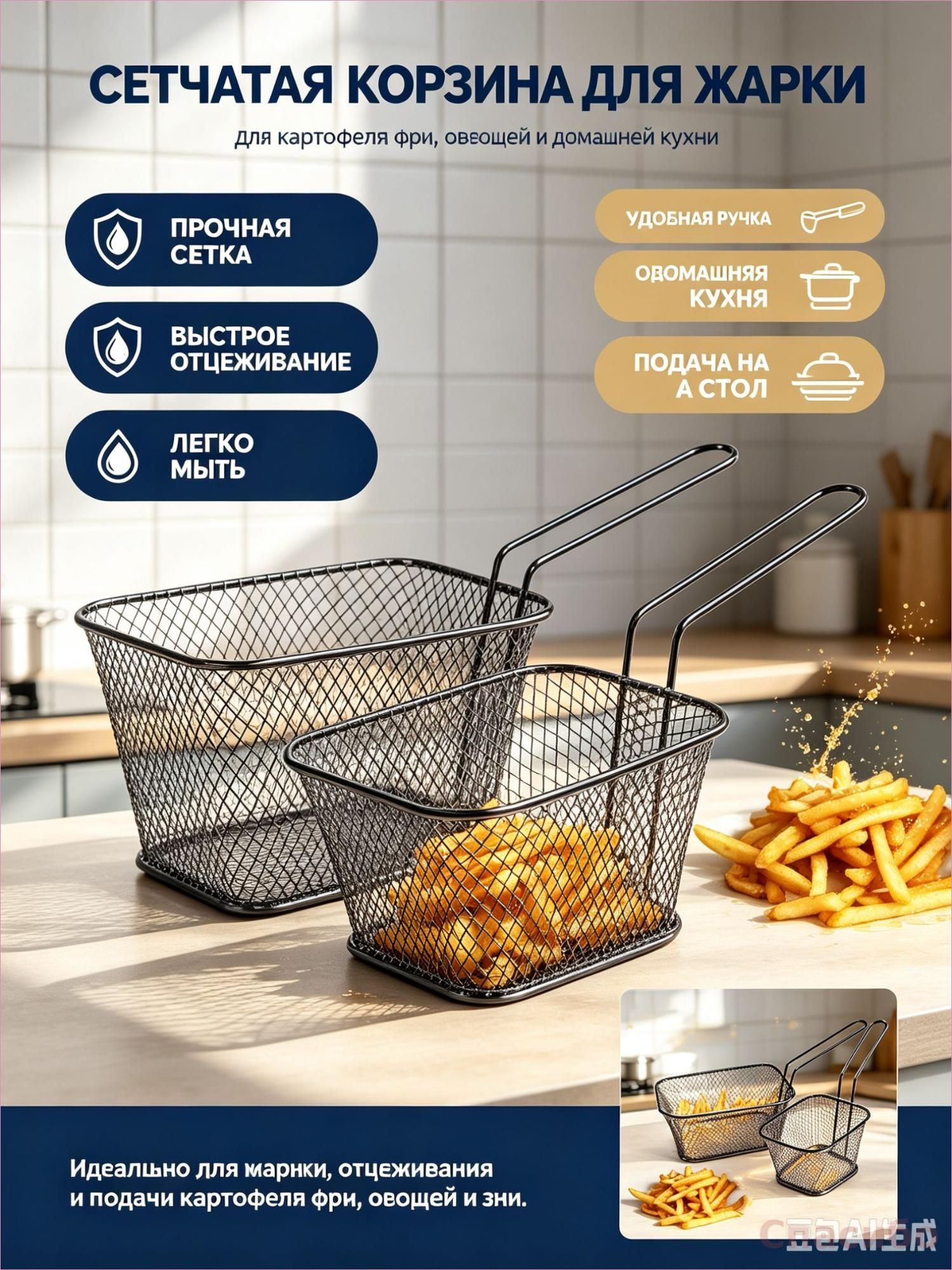 Сито для фритюра, диаметр 25 см, 1 предм.