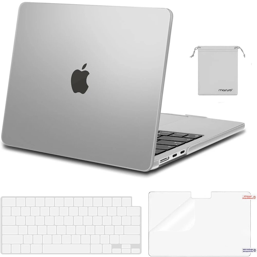 Чехол MOSISO для MacBook Air 13,6 блестящий Серый, 2025 M4 A3240, Frost