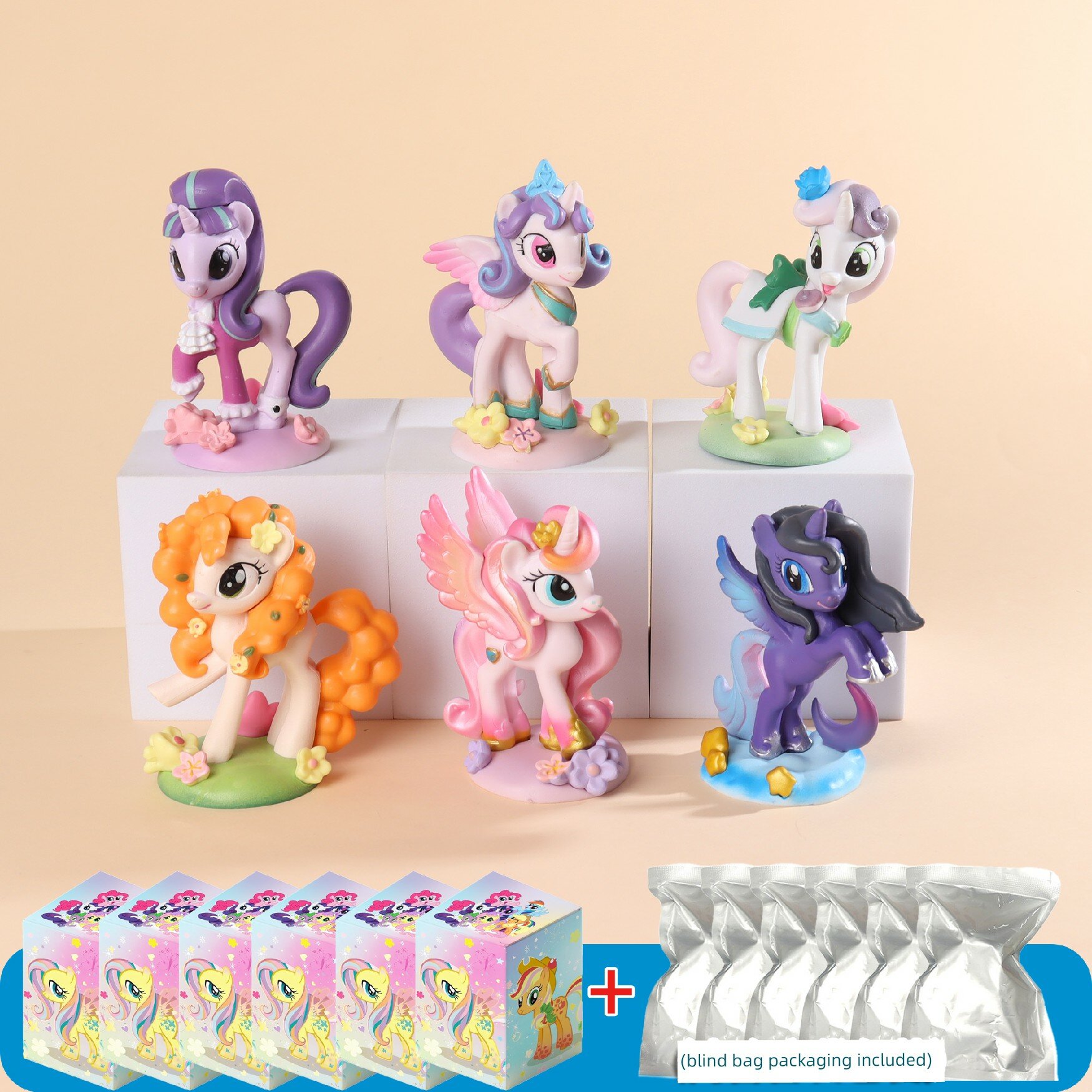 Фигурки My Little Pony, слепые коробки, набор 6 шт, тип A, PVC, подарок для девочек на день рождения, слепые