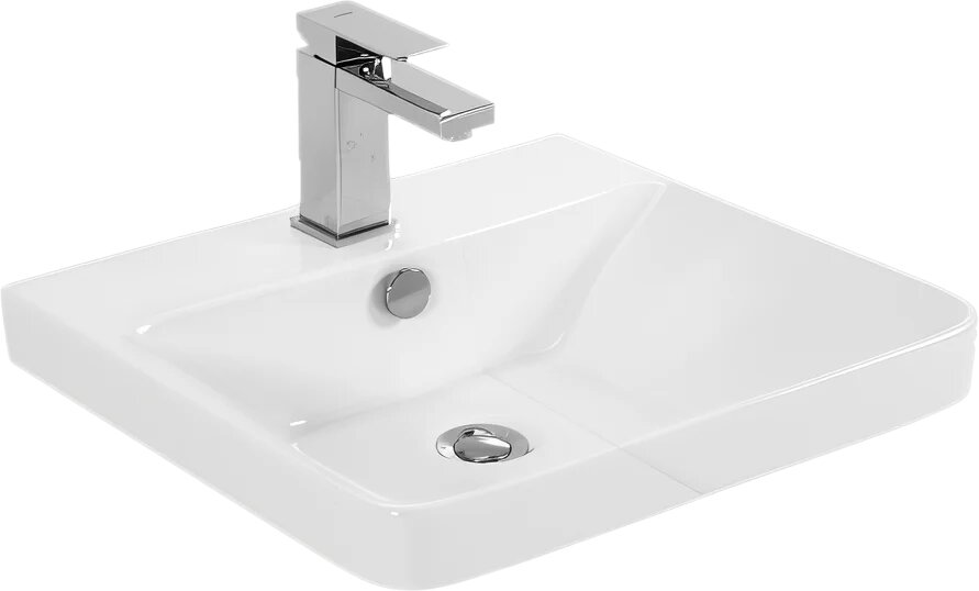 Мебельная раковина Aquanet Sanovit Luxury 50 накладная, фаянсовая, со встроенным сливом-переливом, белая, раковина для ванной, прямоугольная