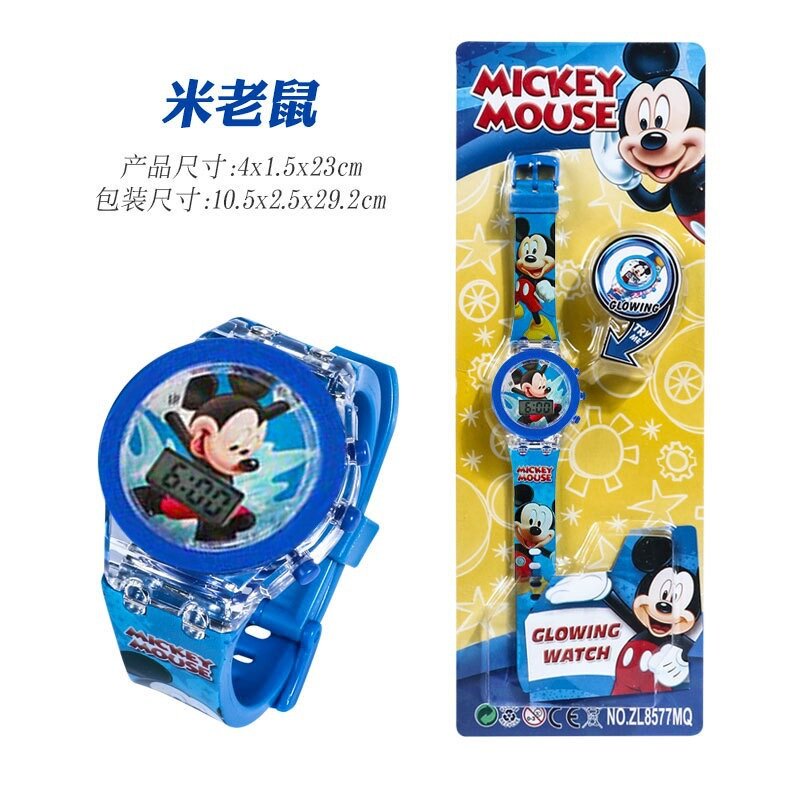 Детские электронные часы-игрушка с LED подсветкой и часами, дизайнMickey Mouse для мальчиков и девочек