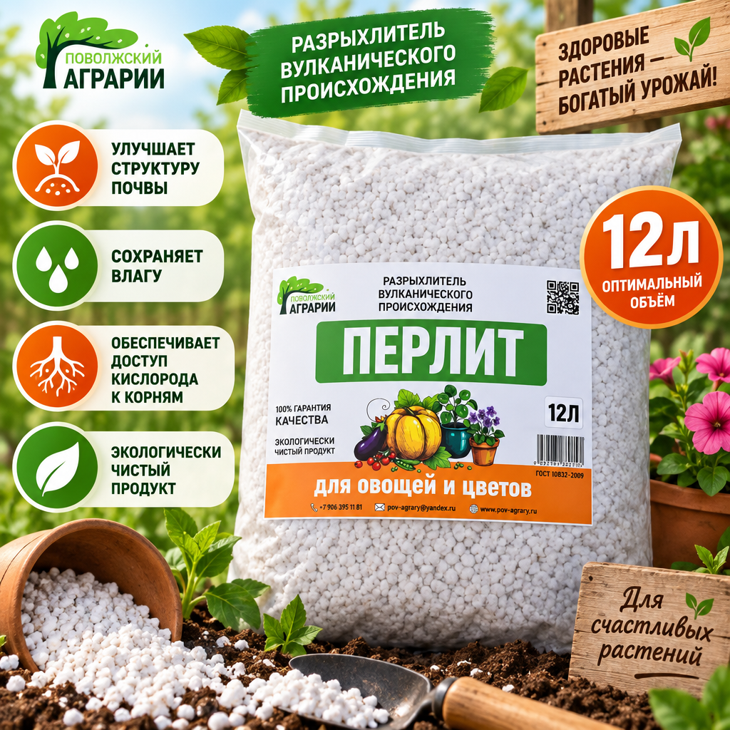 Перлит для растений , цветов, рассады