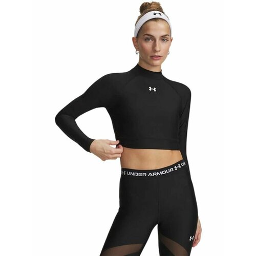 фото Лонгслив спортивный under armour ua heatgear crop mock ls, размер sm, , черный
