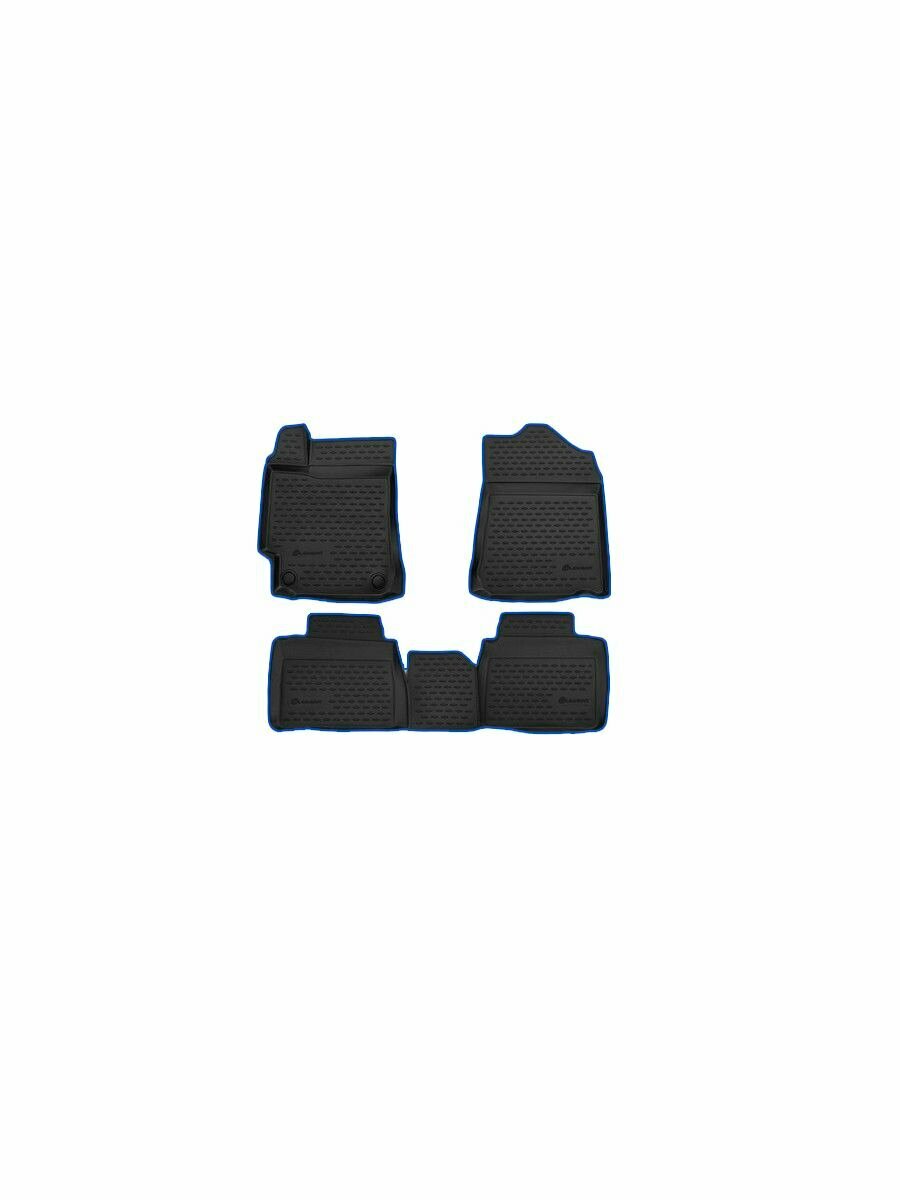 Коврики 3D в салон для TOYOTA Camry Wide Body (XV50), АКПП 2011-2018, 4 шт. (синий кант, полиуретан) / Тойота Камри