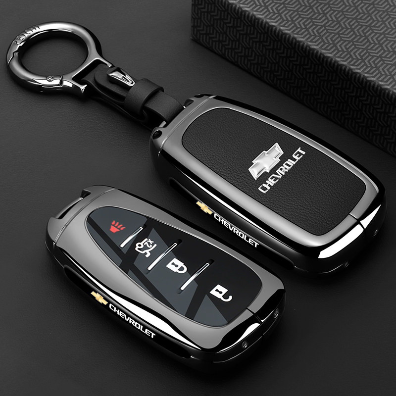 Чехол для ключей Chevrolet Malibu XL, Trailblazer, Trax, Volt, Equinox - Металлический ободок-застежка, черный