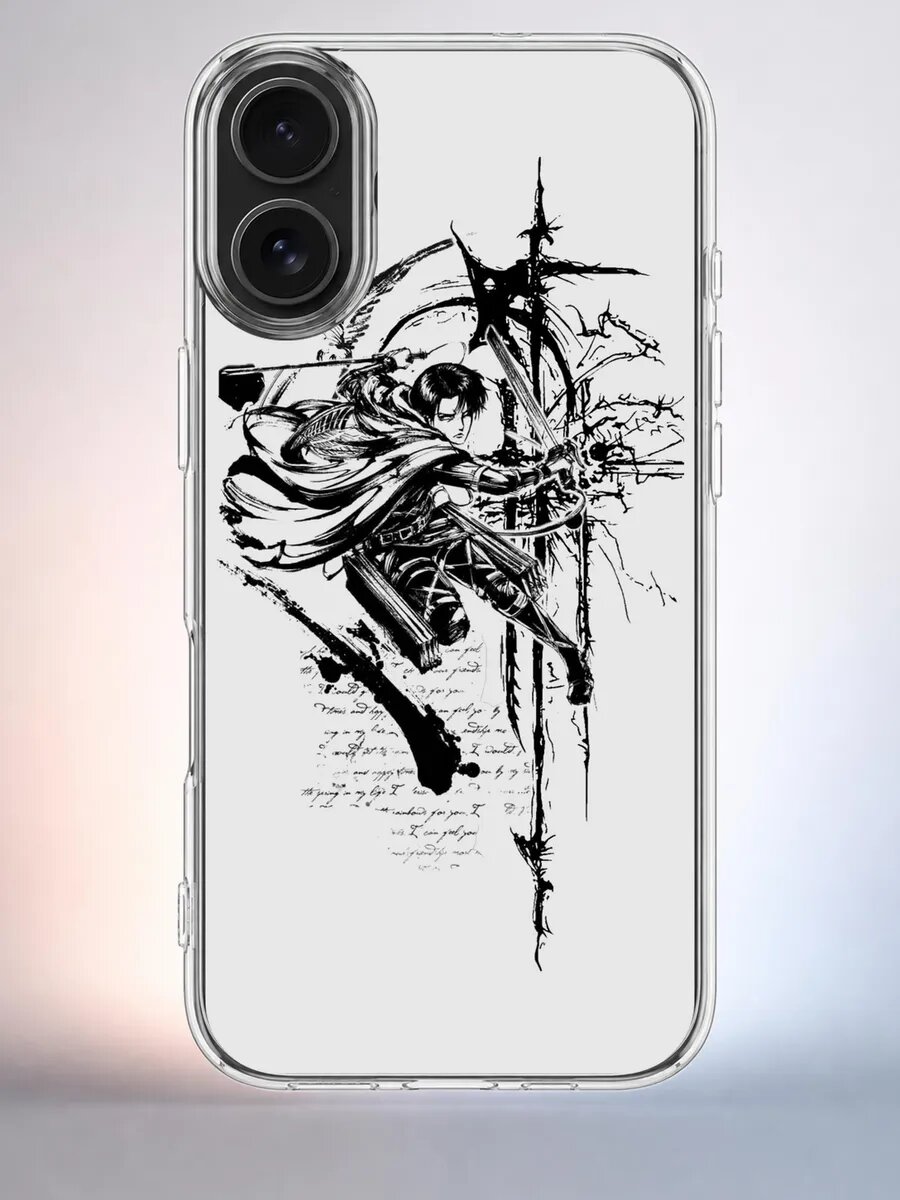 Чехол iPhone 16 Леви Аккерман силиконовый прозрачный