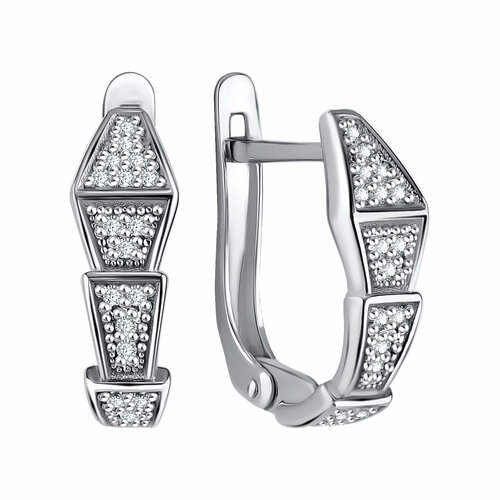 фото Серьги яхонт, серебро, 925 проба, фианит, , бесцветный