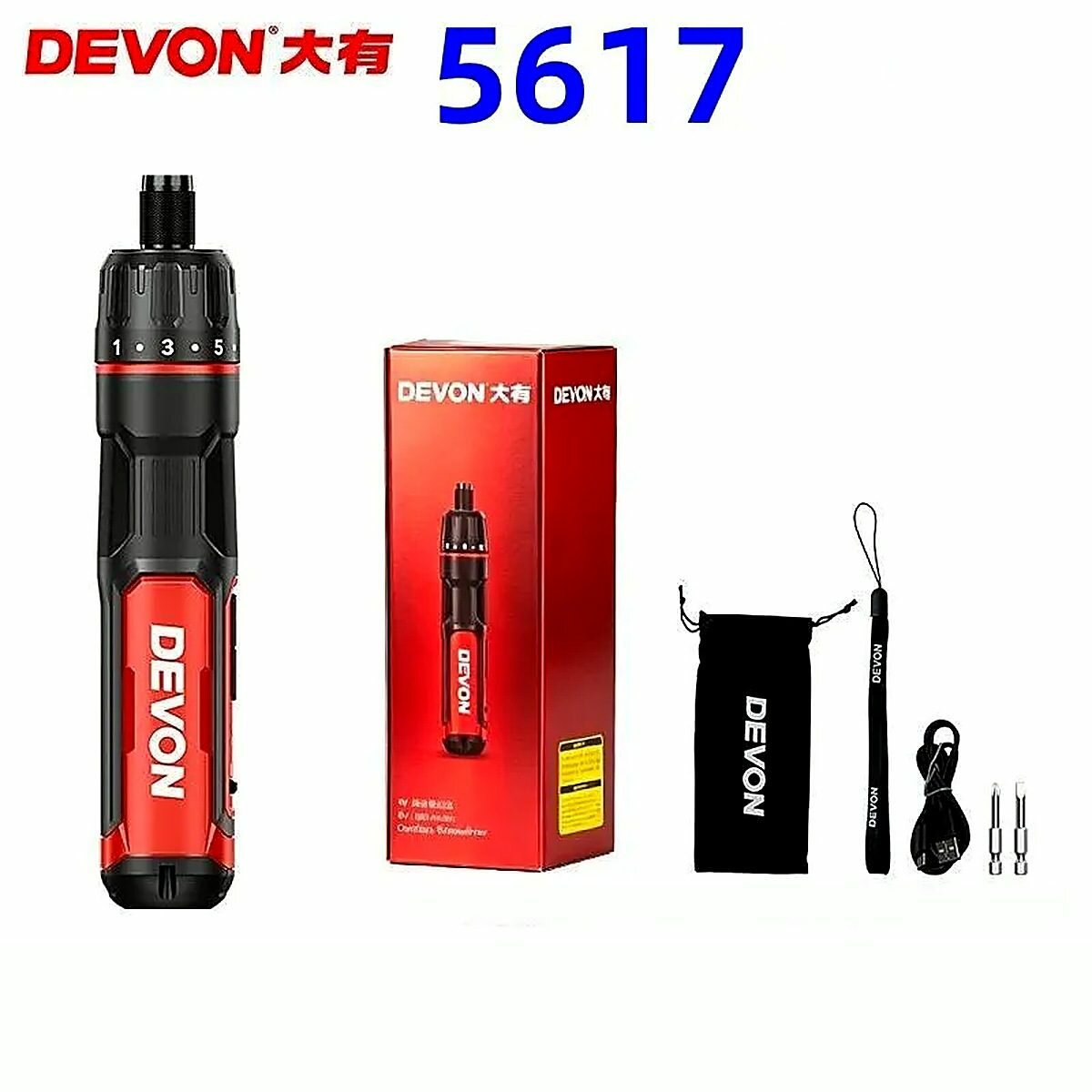 Отвертка аккумуляторная devon 5617, 4В, 5Нм, 320 об/мин, 24x15x9 см
