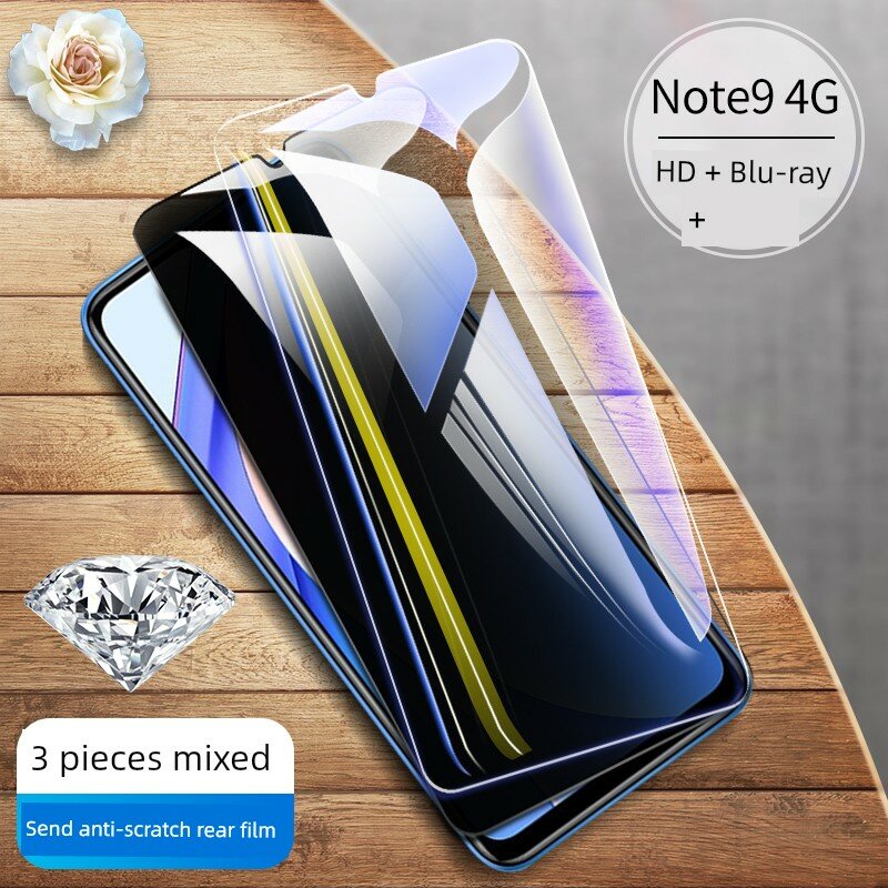 Тройной набор для Redmi Note 9 4G - прозрачный, синий свет и защита от просмотра, 3 шт