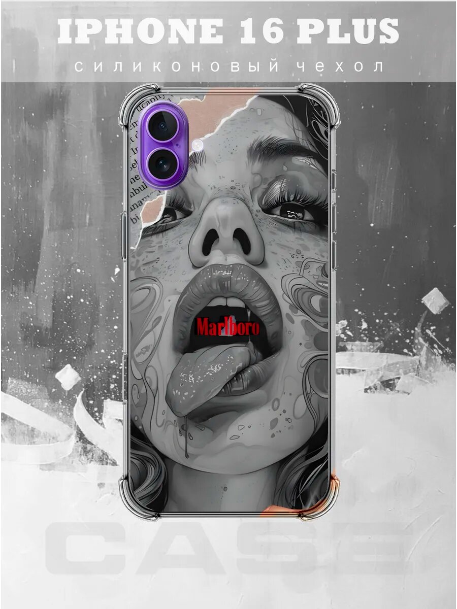 Чехол на IPHONE 16 PLUS с принтом девушка мальборо