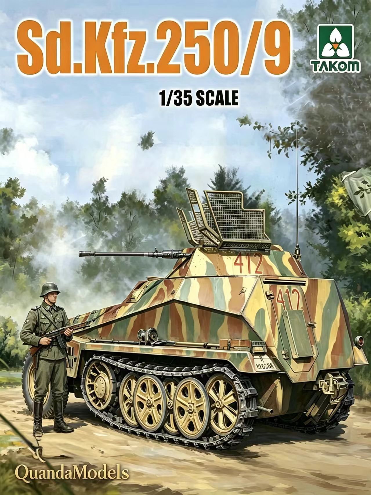 Сборная пластиковая модель полугусеничной машины TAKOM 2213, Sd. Kfz.250/9, масштаб 1/35, полная внутренняя конструкция