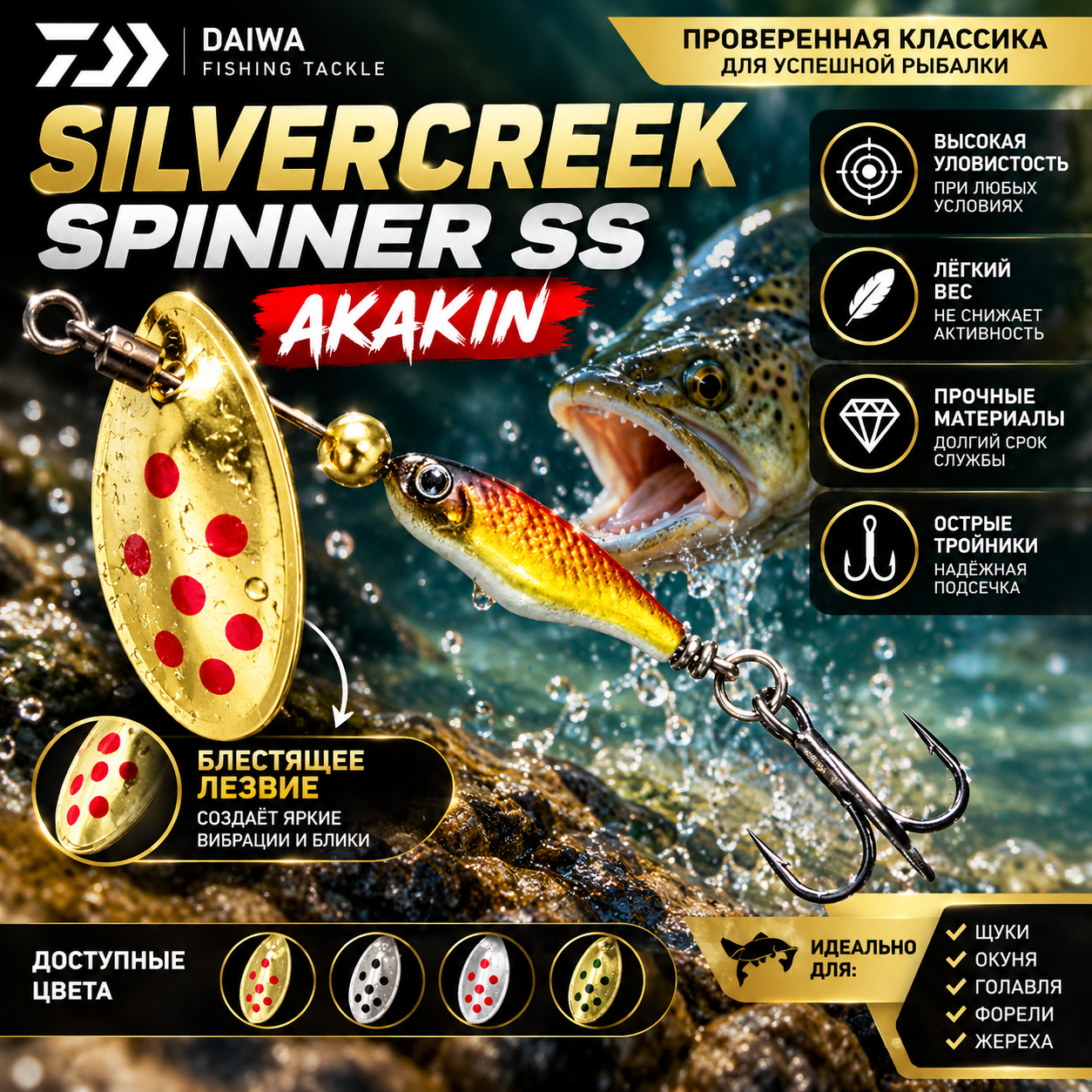 Блесна вращающаяся Daiwa Silver Creek Spinner SS / Технология SUPER SPIN SHAFT (специальная)