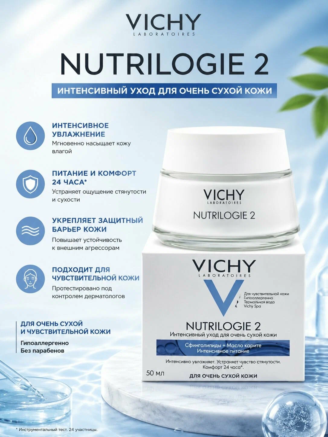 Vicly NUTRILOGIE 2 Интенсивный уход для очень сухой кожи Интенсивное питание и длительное увлажнение очень сухая кожа интенсивное питание длительное увлажнение