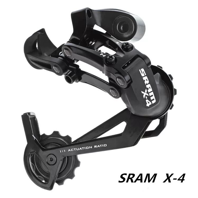SRAM X4 7/8-скоростной задний переключатель с длинным крепежом для горных велосипедов, черный - прочная деталь
