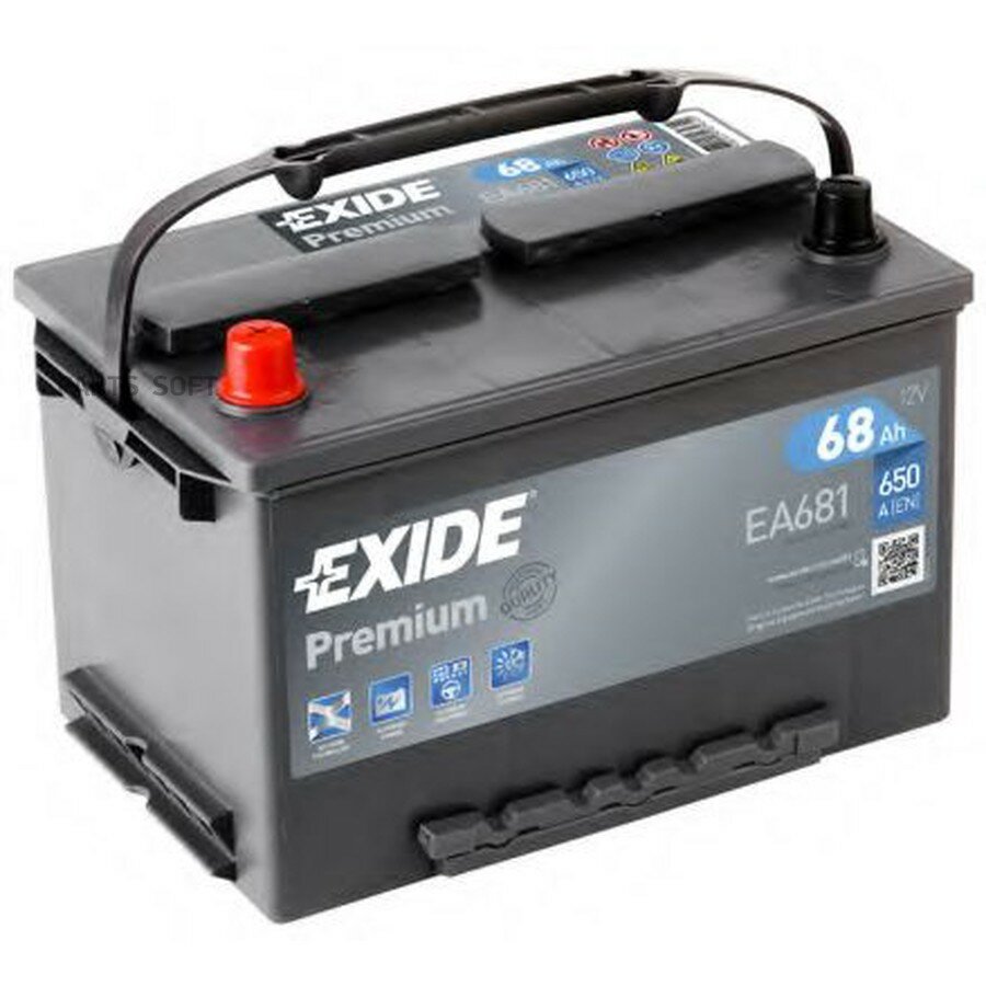 Premium аккумулятор 12V 68Ah 650A ETN 1(L+) B13 277x175x190 17kg от официального дистрибьютора, EXIDE, артикул EA681