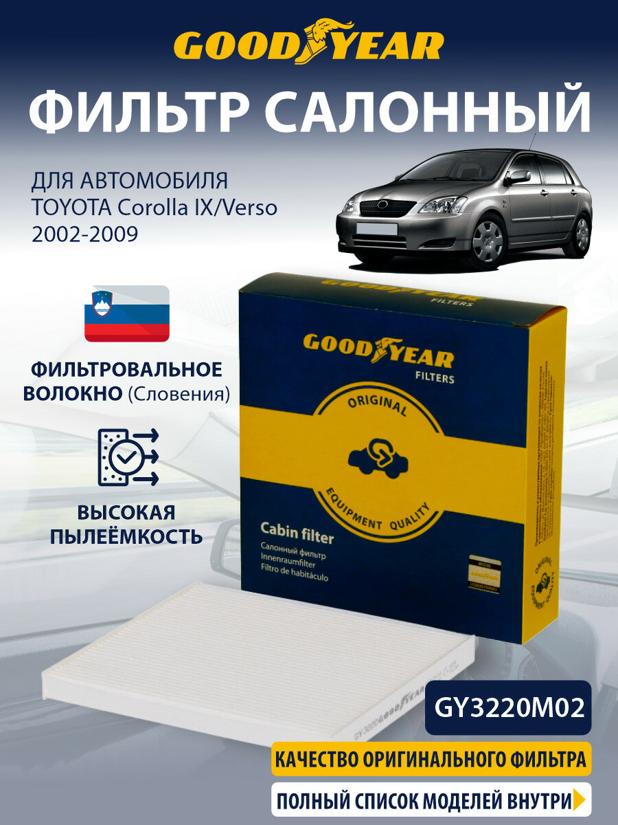 Фильтр салонный TOYOTA Corolla 9 (тойота Королла 9) 2002-2007