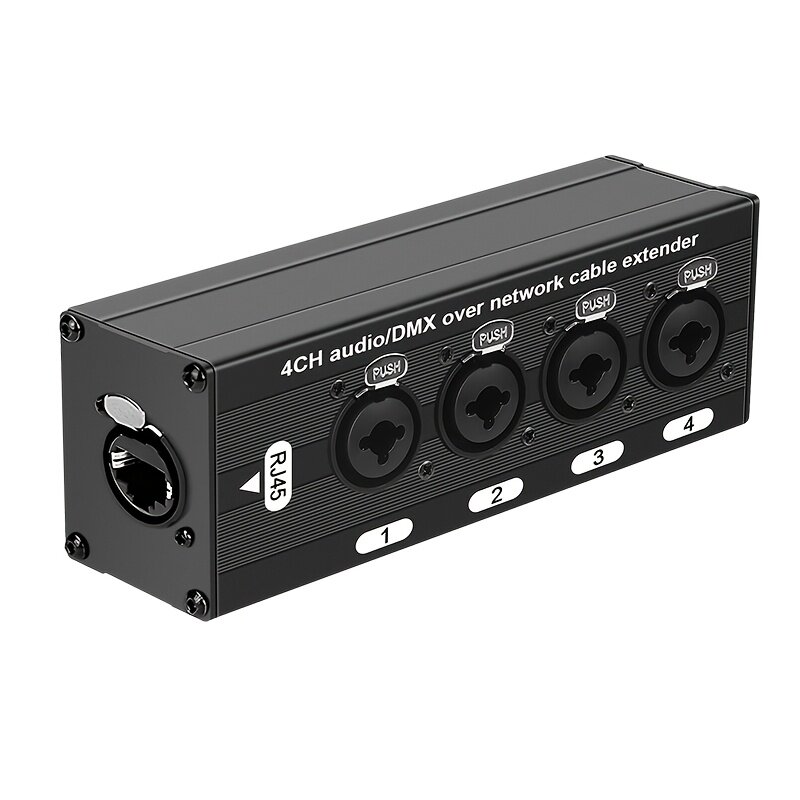 Кабель-удлинитель аудио и DMX512 сигнала по сети, 4 канала, разъемы RJ45 Ethercon CAT6 и 3-pin XLR / 6.35 мм, 1 шт / 2 шт, артикул HTA004MQ/F