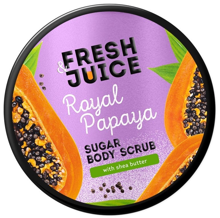 Скраб Fresh Juice сахарный пилинг для тела, королевская папайя, 200 мл