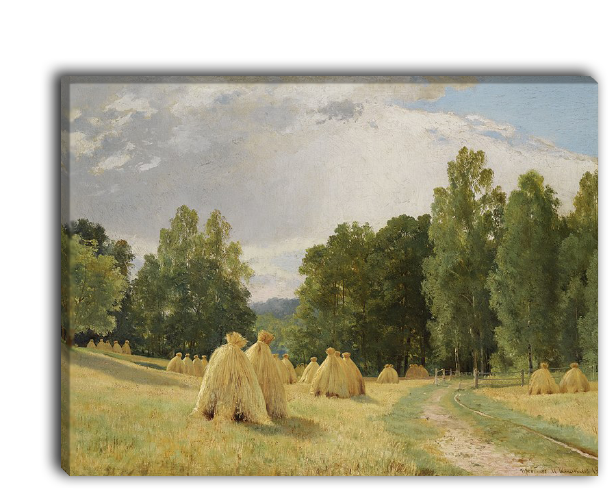 Картина "Стога. Преображенское", Шишкин, печать на холсте (121х90 см / на подрамнике)