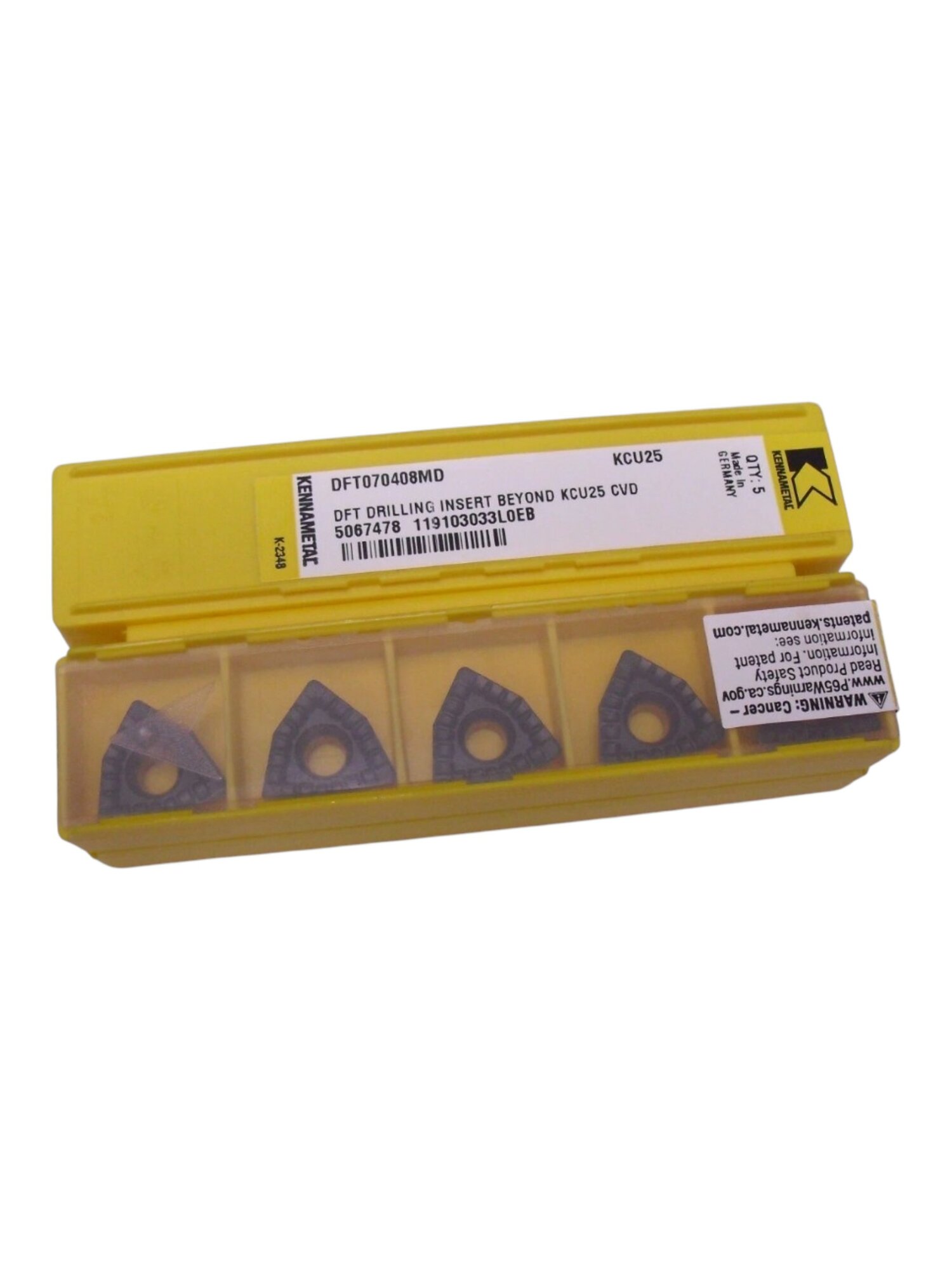 Пластина DFT070408MD KCU25 Kennametal обработки сталей, высокотемпературных сплавов, титана, чугуна и цветных металлов