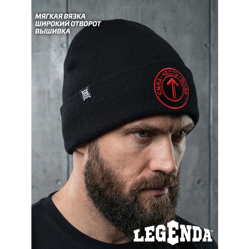 фото Шапка-бини legenda для мужчин, размер onesize, черный/красный