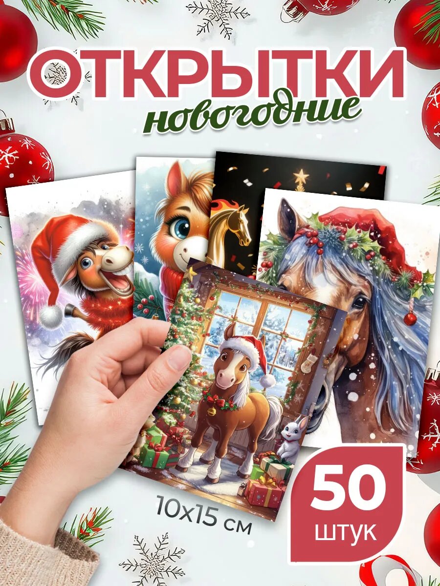 Открытки новогодние мини, 10х15