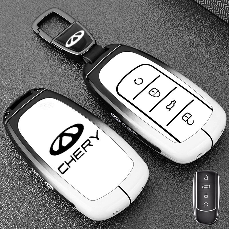 Чехол для ключей Chery Tiggo 8 Pro с металлической пряжкой, матовый белый для моделей 2020-2023