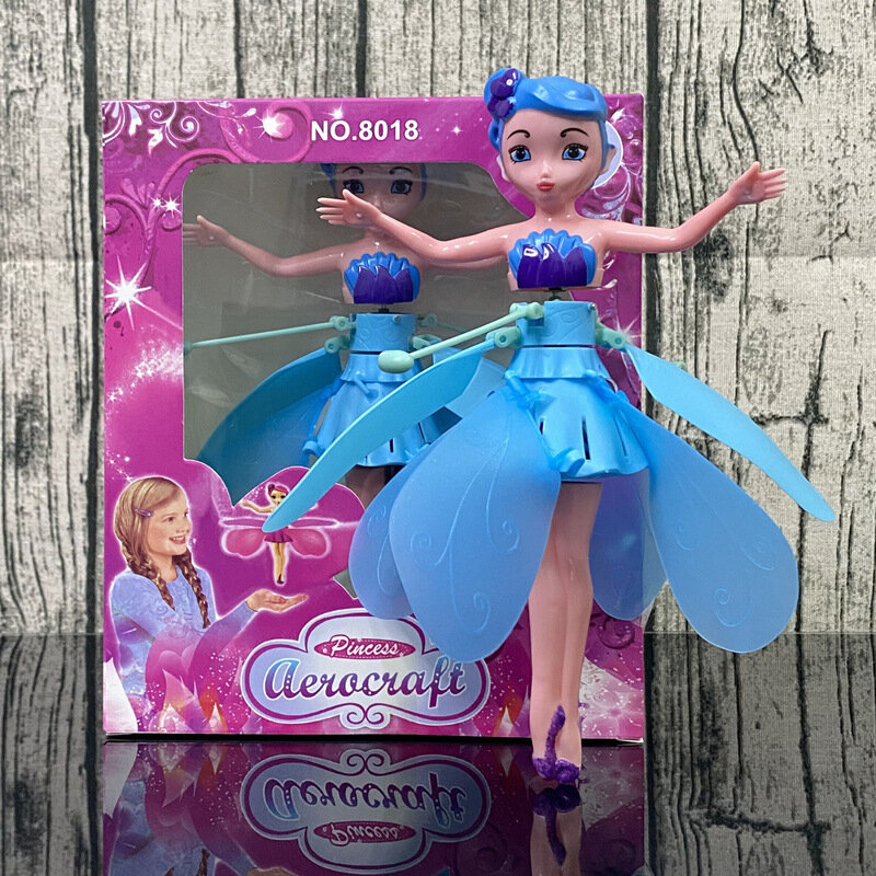 Умная игрушка-фея с сенсором движения для детей — летающая, цвет синий, без дистанционного управления
