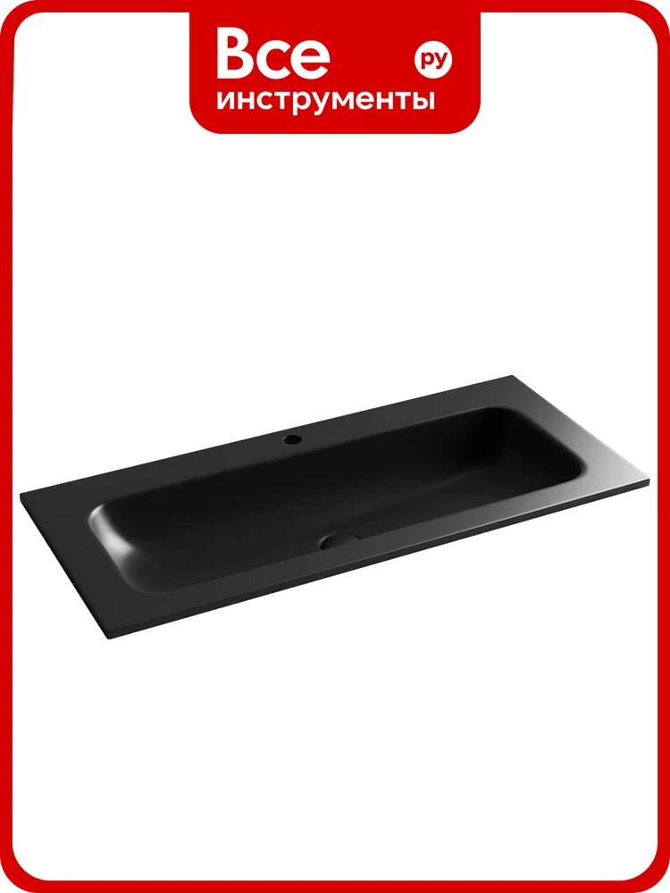 Раковина накладная прямоугольная Ceramicanova Grace с отверстием под смеситель, 1010x457x137 мм, цвет черный матовый, арт. CN7013MB