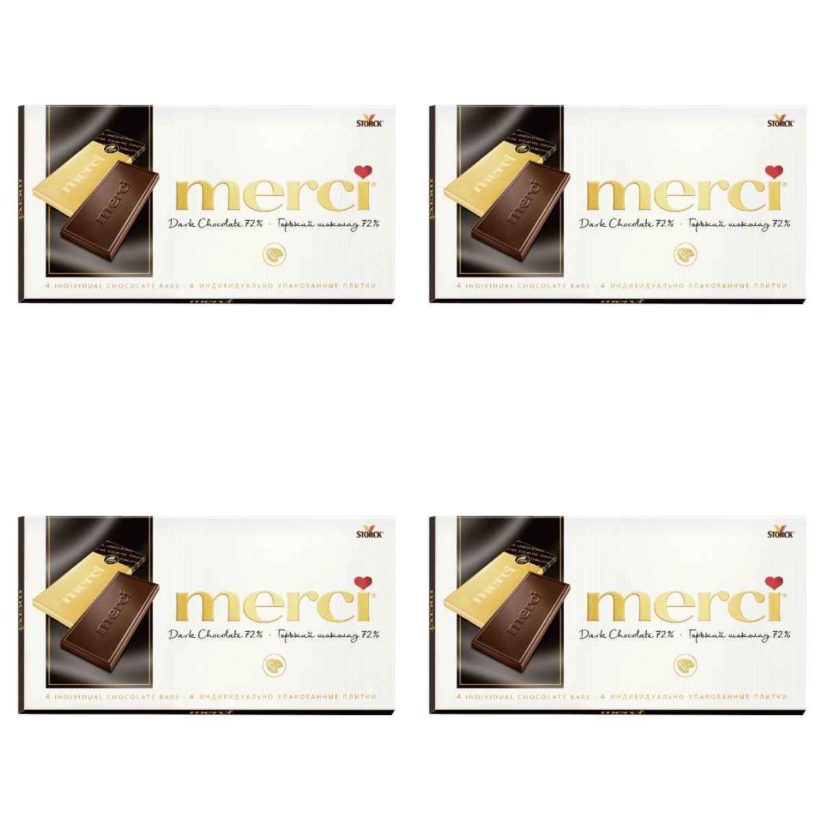 Мерси Шоколад горький 72% 100 г, 4 шт