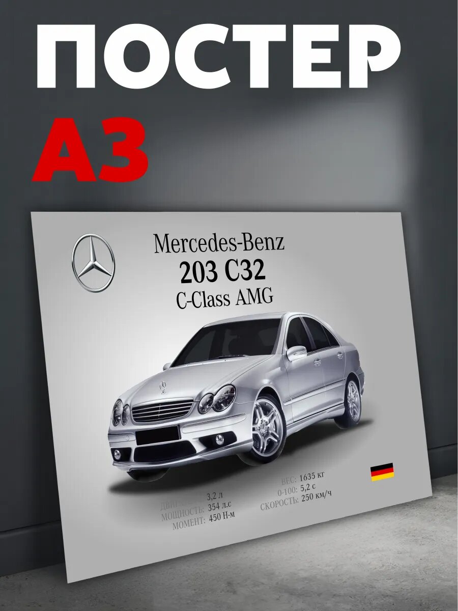 Постер на стену Mercedes-Benz W203 плакат А3