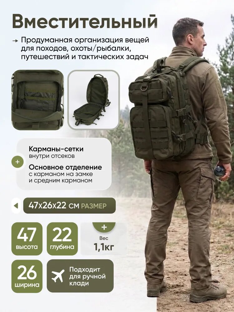 Рюкзак тактический 20 литров Cordura 1000D Олива — фото 1