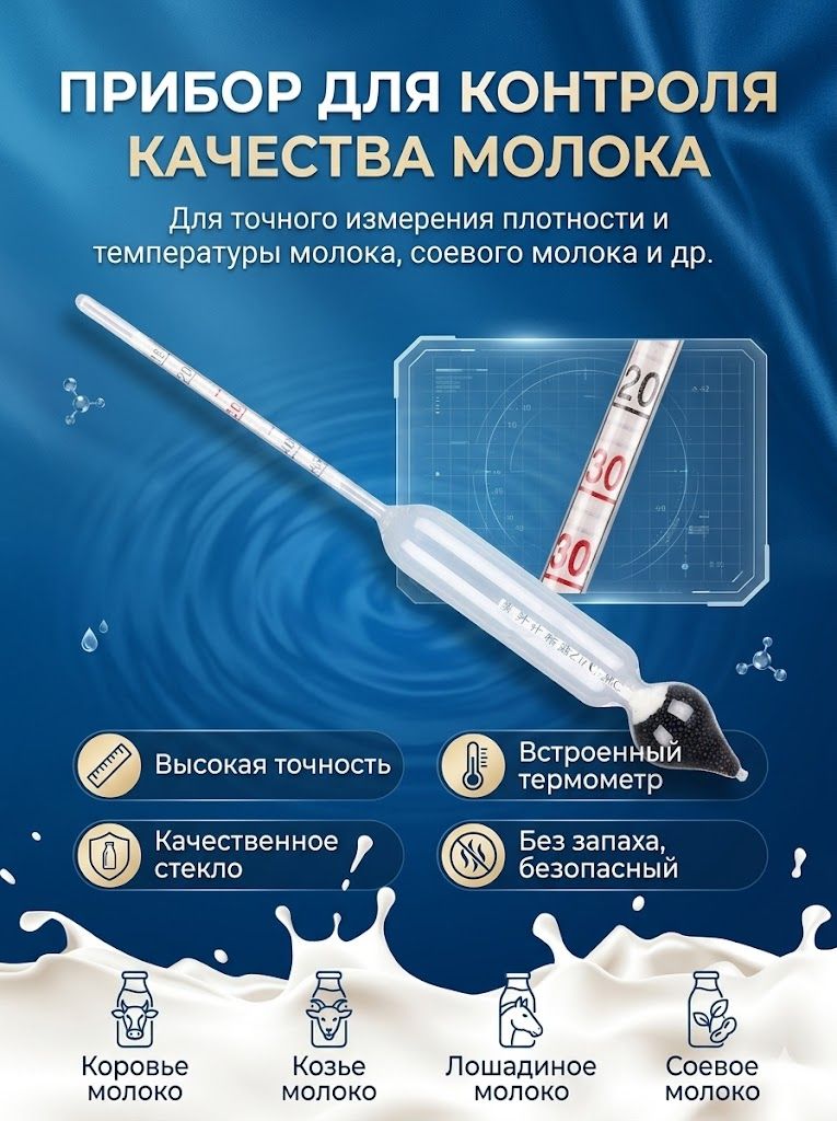Контроль плотности, жира и сухих веществ молока коровьего и козьего цифровым ареометром, прибором