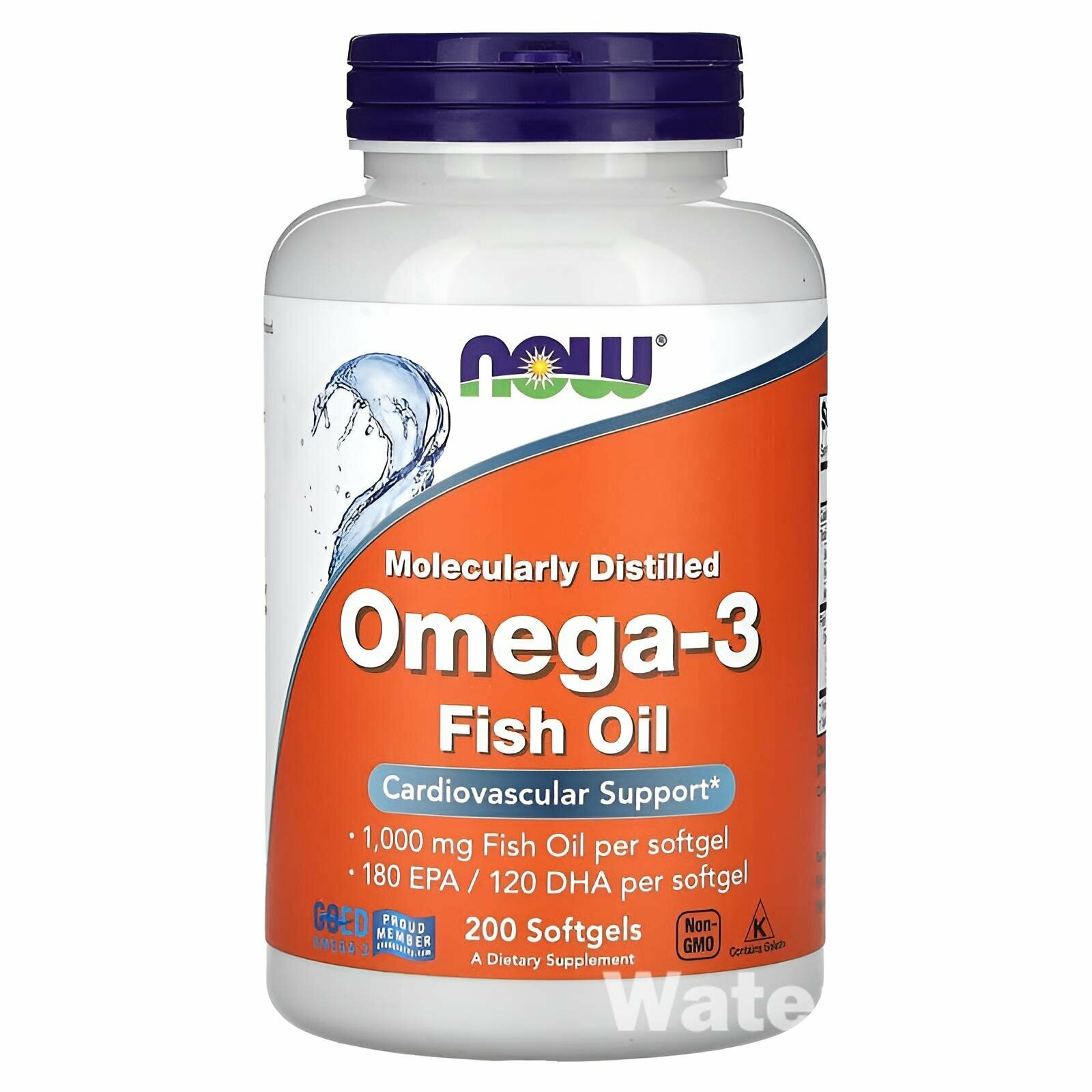 Omega-3 1000 mg NOW — для сердца, мозга и суставов, 200 капсул