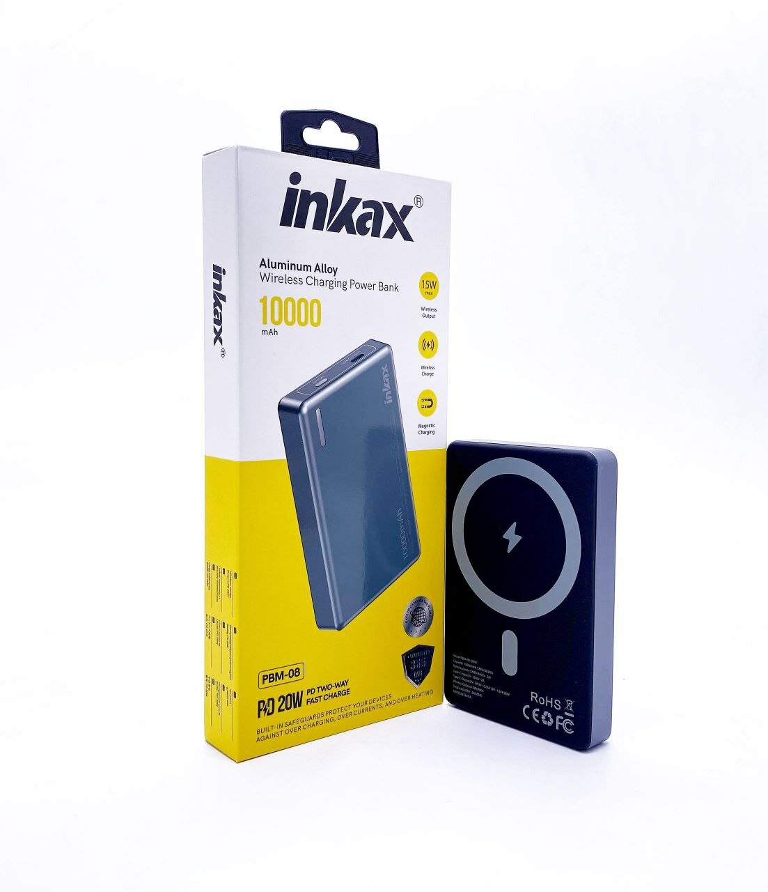 Внешний аккумулятор Inkax PBM-08 с беспроводной зарядкой, MagSafe, 10000 мАч, 20W PD