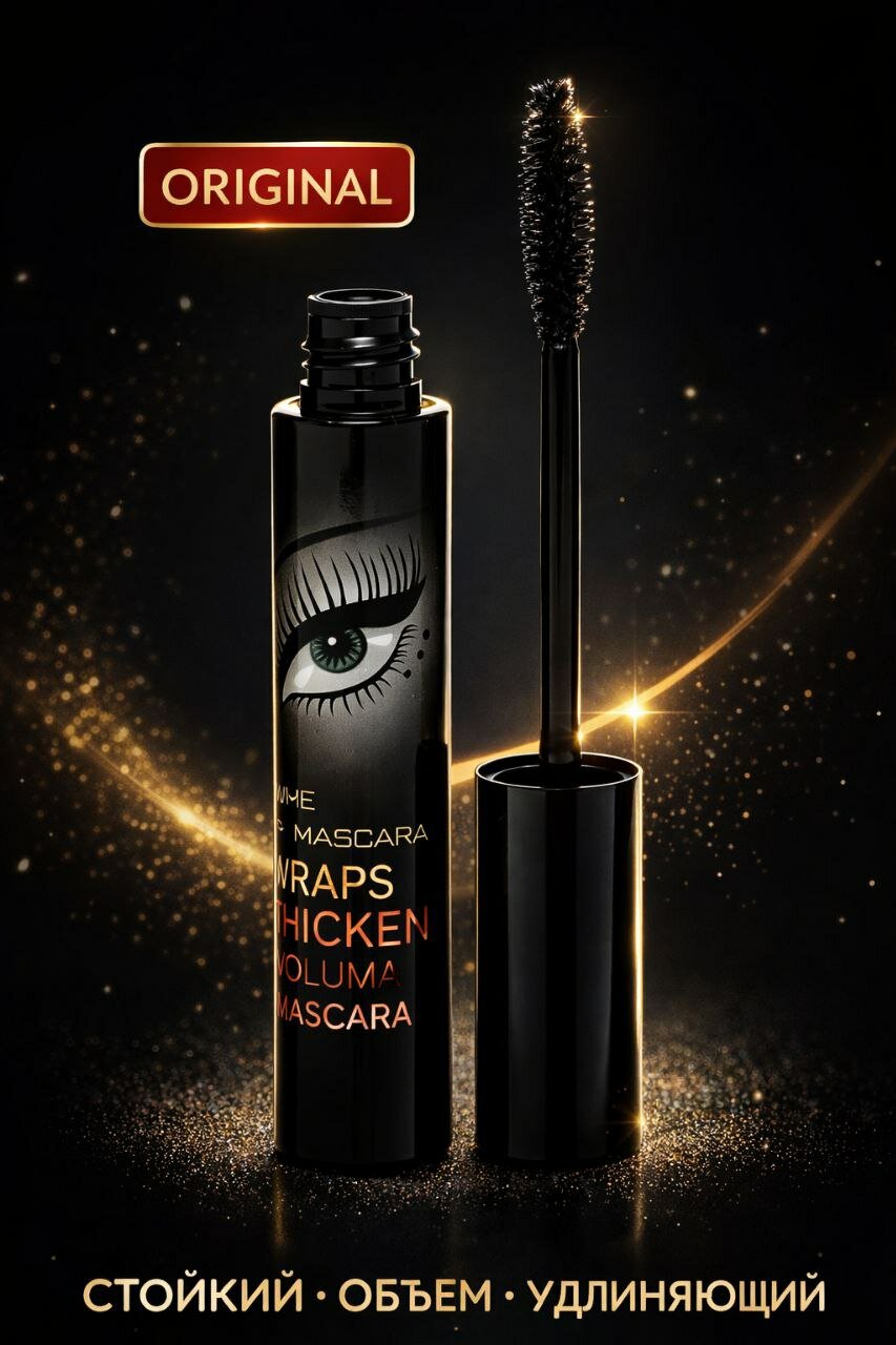 Тушь для ресниц Mascara Wraps Thicken, черная, водостойкая, для объема и разделения. Оригинальный