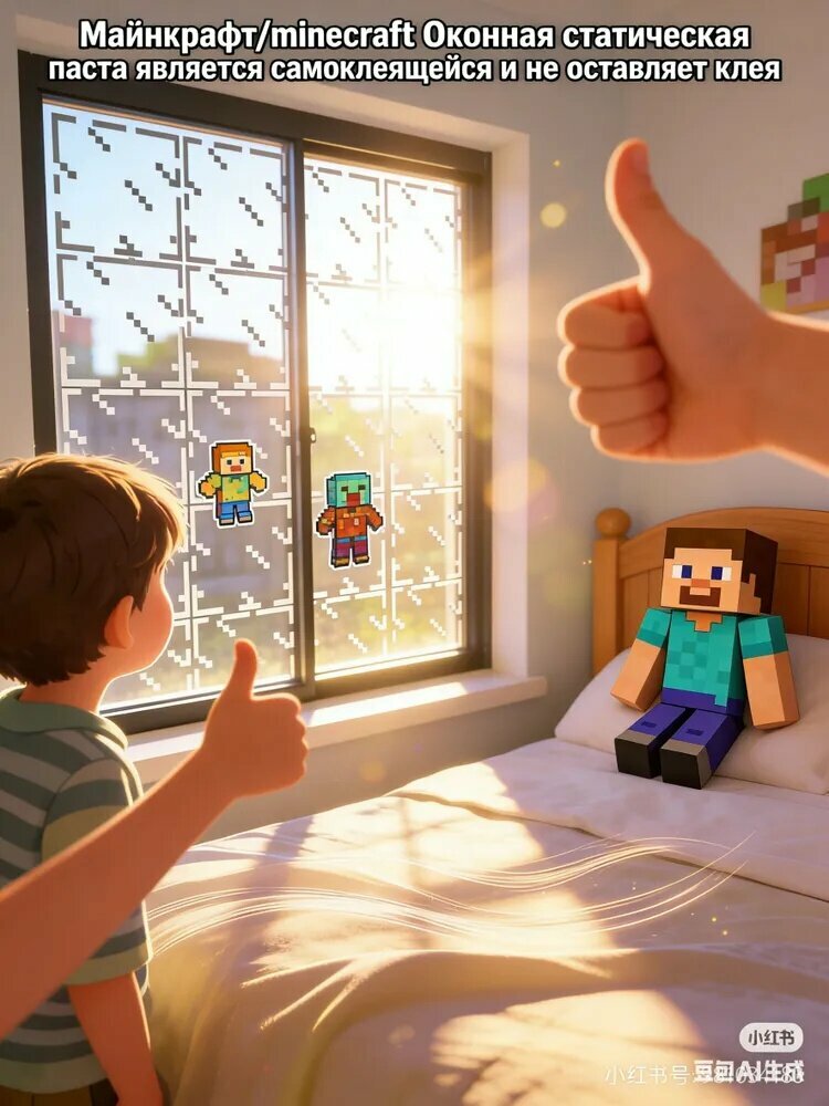 Статическая наклейка для окон Minecraft 30*30 см 2 шт без клея для украшения комнаты студентов и общежитий