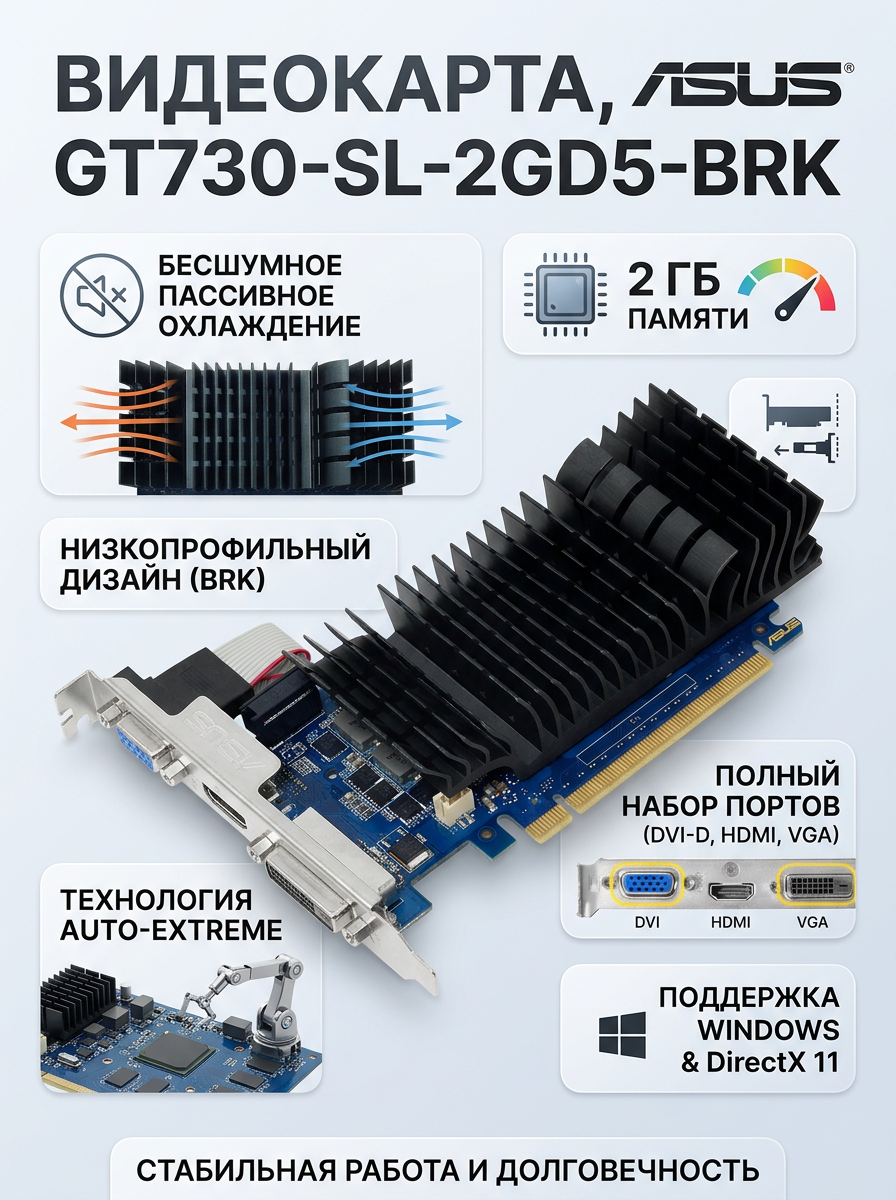 Видеокарта GT730-SL-2GD5-BRK (ASUS 90YV06N2-M0NA00)
