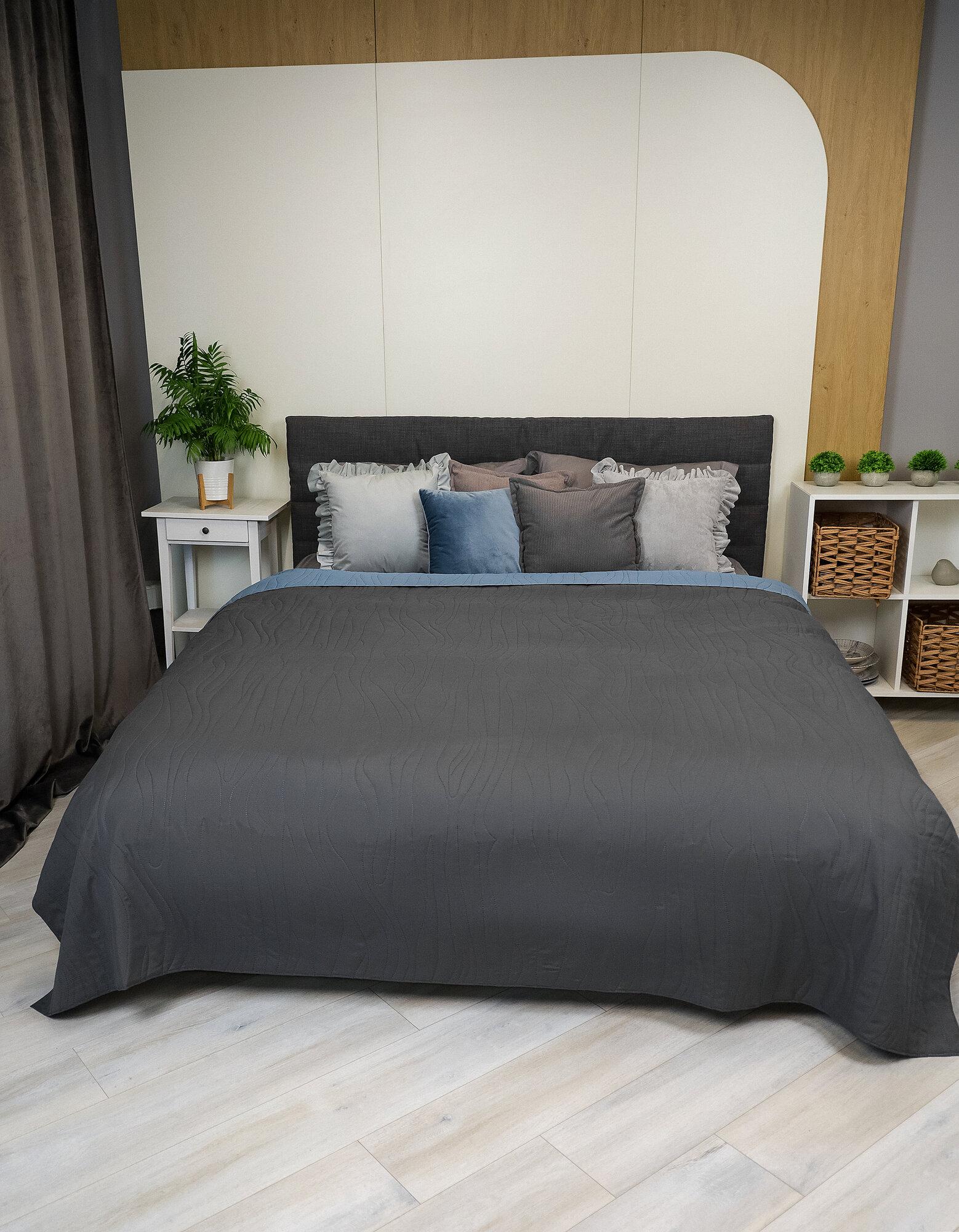 Покрывало БельВита "Ультрастеп", 200x220 см, двухстороннее, серое